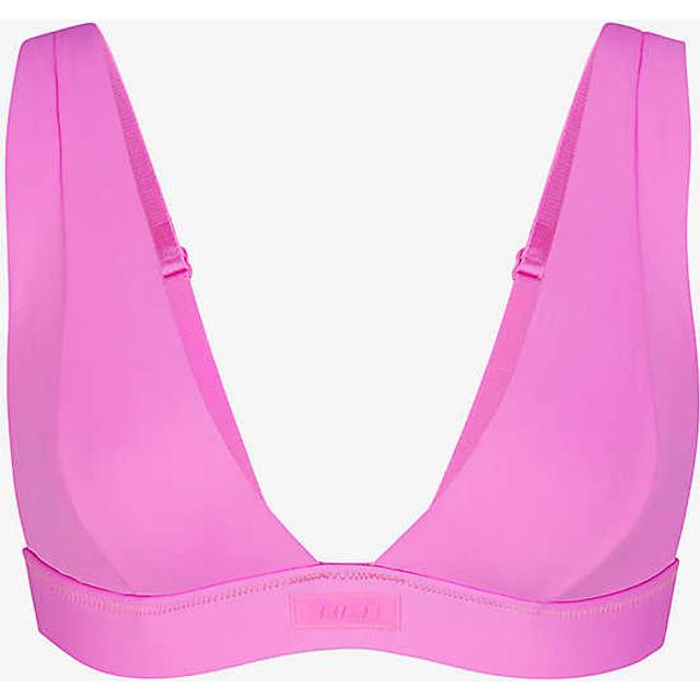 Skims Womens Neon Orchid Signature Swim Plunge Stretch Recycled-nylon Bikini Top Xxxxl