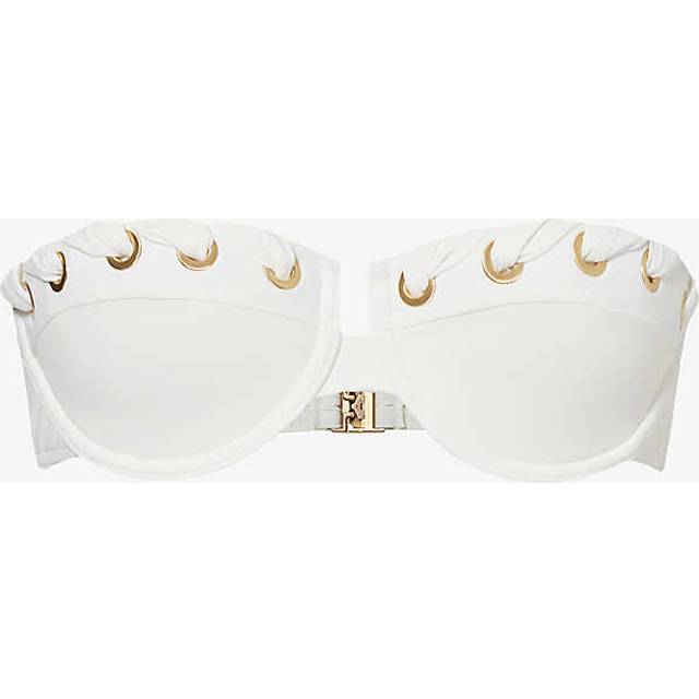 Zimmermann Womens Ivory Halliday Eyelet-trim Bikini Top 0a/b - IVORY