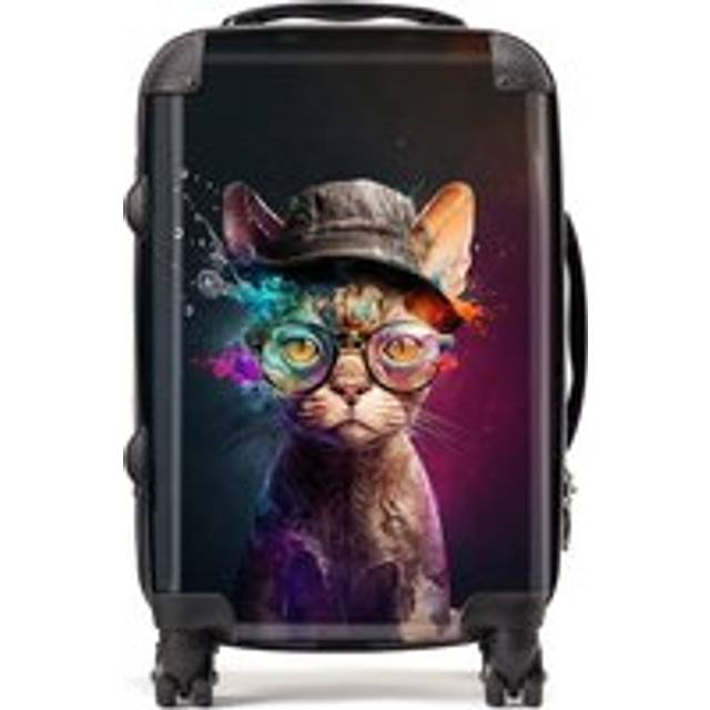 Warren Reed - Designer Devon Rex Cat With Hat Splashart Suitcase Cabin, Multi
