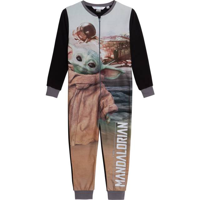 (7-8 Years) The Mandalorian All In One Kids Baby Yoda Pyjamas Star Wars Boys Pjs Loungewear