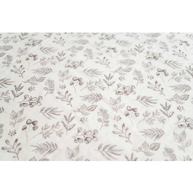 The Gilded Bird Lovely Leaves Grey X-large Muslin Swaddle  - Grey