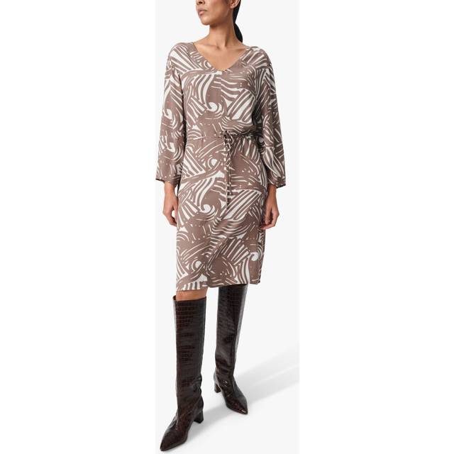 Soaked in Luxury Marian Knee-Length V-Neck Dress - Walnut Print
