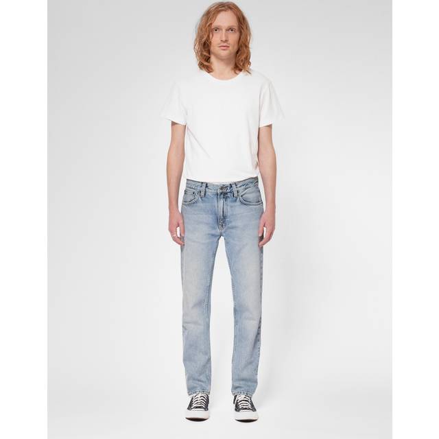 Nudie Jeans Gritty Jackson Travelling Light Mid Waist Regular Straight Fit Men's Organic Jeans W36/L32 Sustainable Denim - Blue (W36/L32)