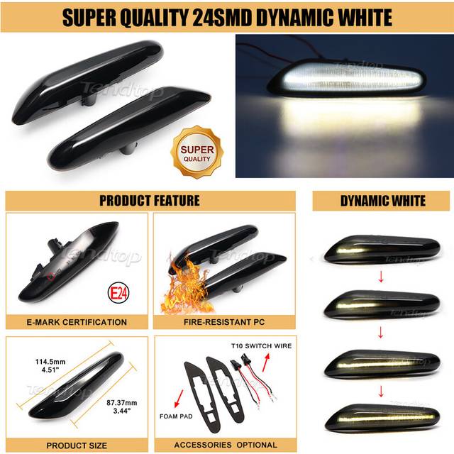 (24SMD Super Quality) Led Dynamic Side Marker Turn Signal Light Sequential Blinker For BMW E84