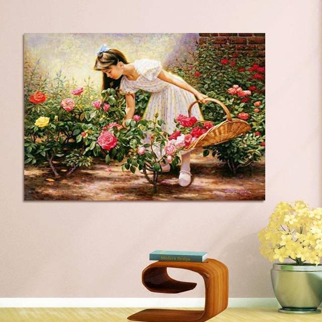 Diamond Embroidery Scenery Full Drill Cross Stitch Crystal Dots Wall Decor Diamond Painting Girl 20X30CM