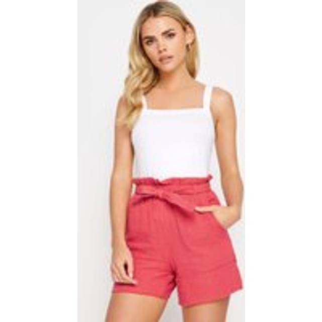 Pixiegirl Coral Pink Cheesecloth Tie Waist Shorts 18 Pixiegirl | Petite Women's Casual Shorts