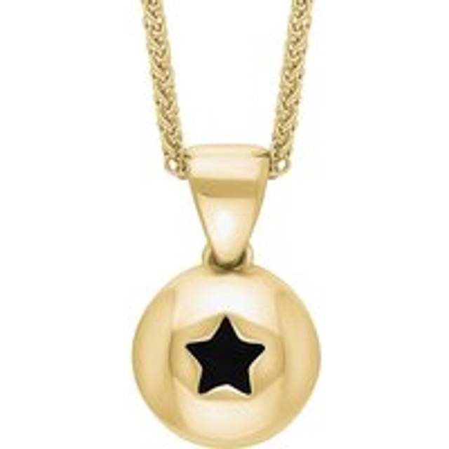9ct Yellow Gold Whitby Jet Star Disc Necklace