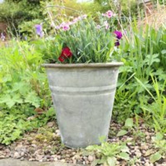 Rustic Grey Metal Bucket Planter Pot Material: Garden