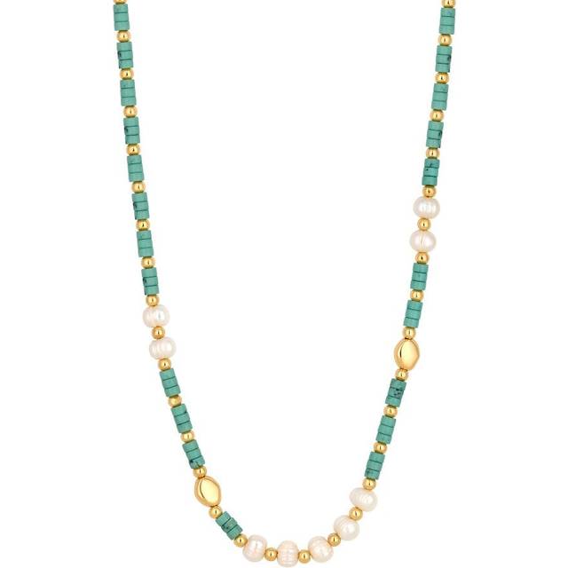 Jon Richard Jon Richard Gold Plated Pearl And Turquoise Bead Necklace