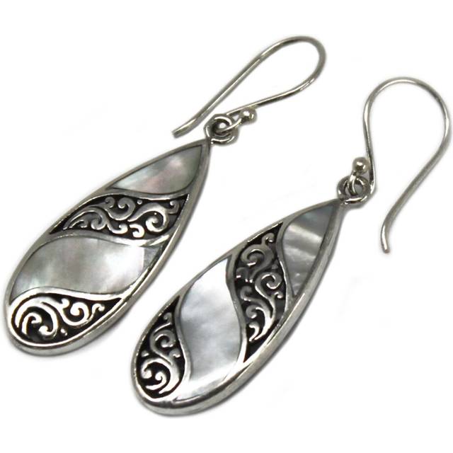 Shell & Silver Earrings - Teardrop- Mop