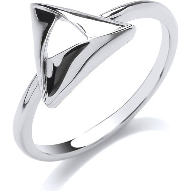 (R) Jewelco London Ladies Rhodium Plated Sterling Silver # Triangle Hamantaschen Dress Ring