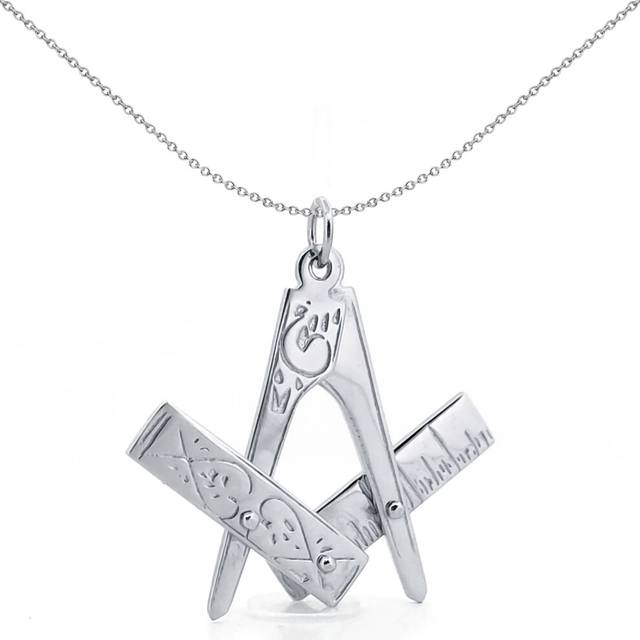 Jewelco London Sterling Silver Openning Closing Square & Compass Masonic Pendant - 18 inch Chain - AMS006