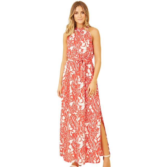 Mela London Womens Red Animal Print Halter Neck Maxi Dress - Size 16 UK