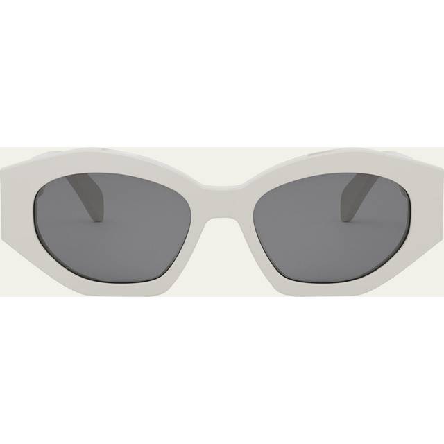 CELINE, Sunglasses, female, White, 55 MM, Elegant Oval Sunglasses with Ivory Frame