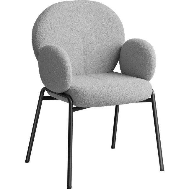 Dining Chair - Bouclé cover, plush padding, high backrest - light grey, per piece