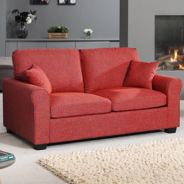 Dawson 2 Seater Red Fabric Sofa Bed - Artemis Home - 75 x 162 x 75cm