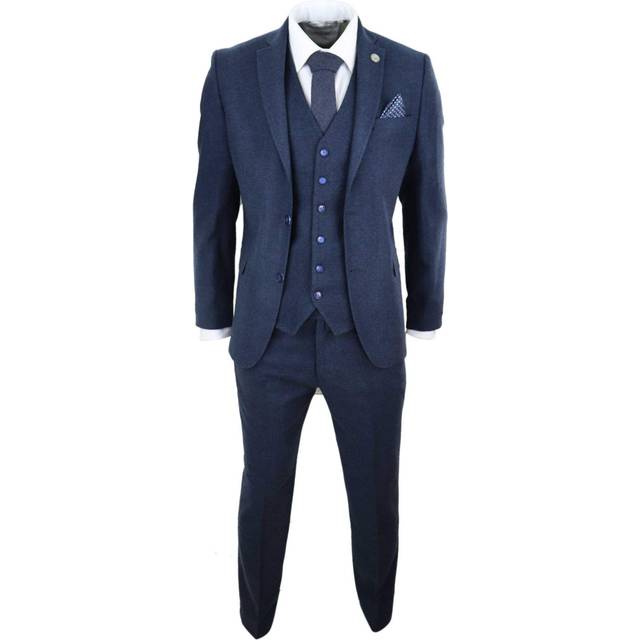 Wool Tweed Suit 3 Piece 1920s - Navy - 36R