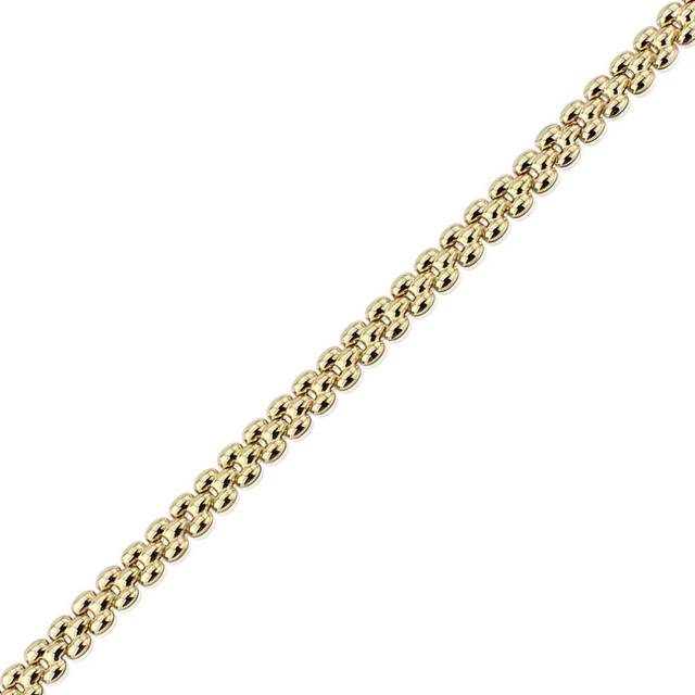 "(7.25) Jewelco London Ladies 9ct Yellow Gold Gate Style Brick Link Necklace Bracelet 4mm 7.25"""