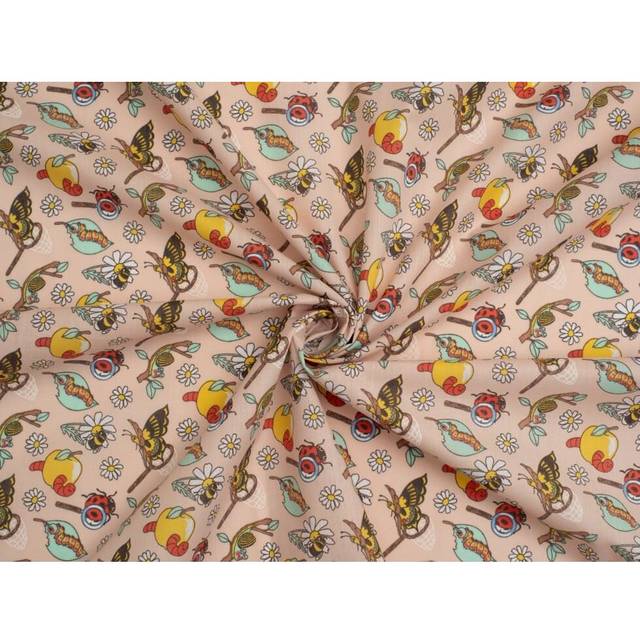 Printed Polycotton Fabric Peach