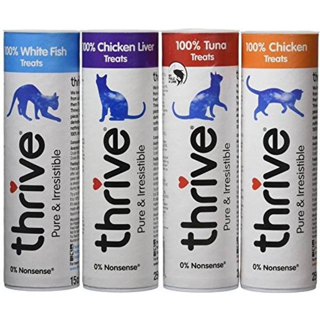 Thrive Cat Treats - Assorted Chicken, White Fish, Tuna & Chicken Liver,(Pack of 4)