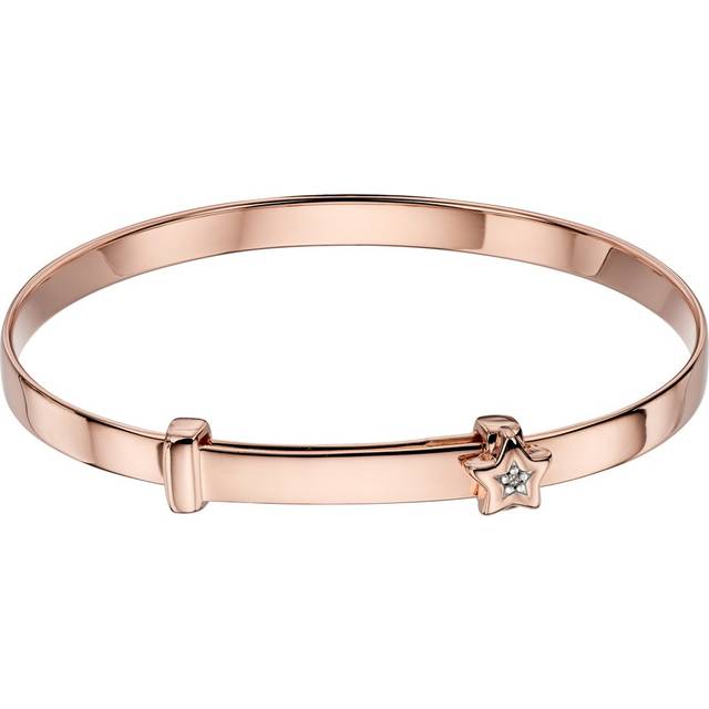 Little Star Rose Gold Plated Silver Gracie Diamond Star Baby Bangle - gold/pink/silver