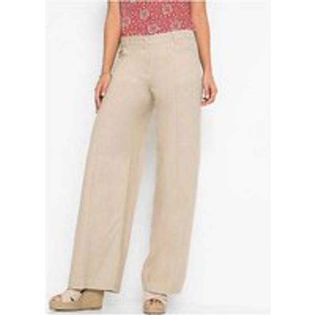 bonprix Linen Palazzo Trousers - Sand