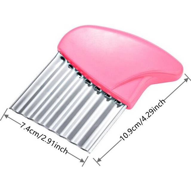 (pink) Potato Cutter Chips French Fry Maker Peeler Cut Dough Fruit Vegetable Kitchen Accessories Tool Knife Chopper Crinkle Wavy Slicer