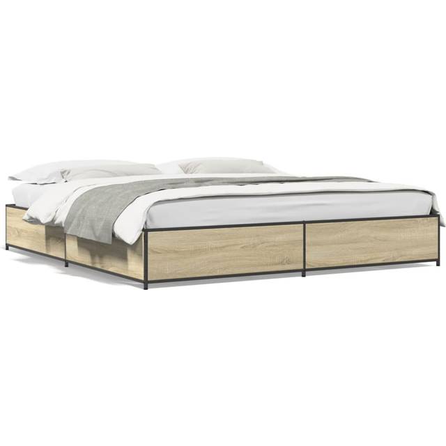 vidaXL Bed Frame without Mattress Sonoma Oak 180x200 cm Super King - Brown
