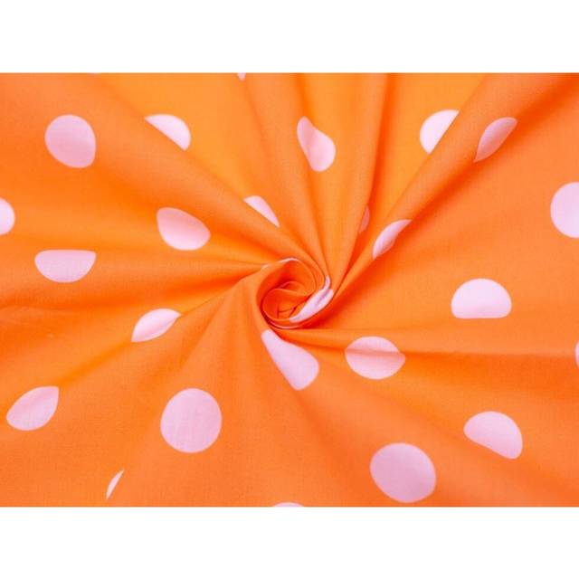 Minerva Core Range Printed Polycotton Fabric Orange & White