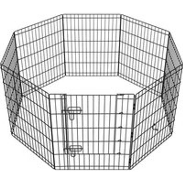 Yaheetech - 76cm h Foldable Metal Dog Exercise Pen, 8 Panel Pet Playpen, Black