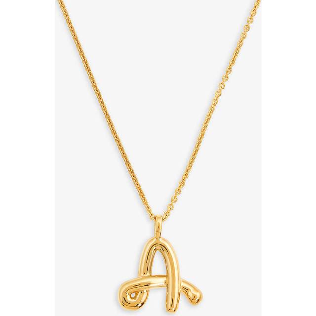 Curly Molten Initial Pendant Necklace - Initial A | 18ct Gold Vermeil