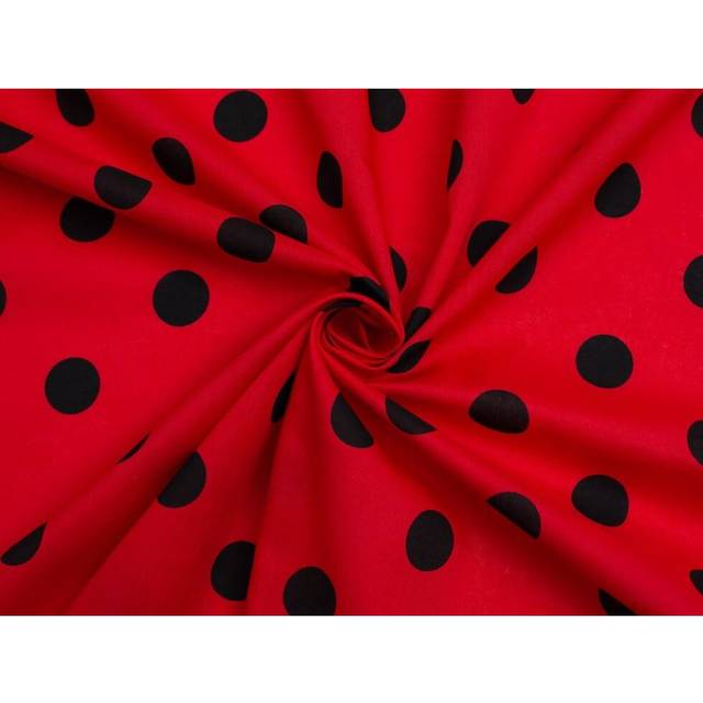 Minerva Core Range Printed Polycotton Fabric Red & Black