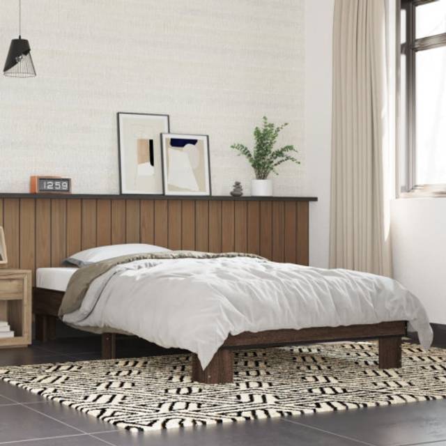 Bed Frame without Mattress Brown Oak 90x190 cm Single Vidaxl