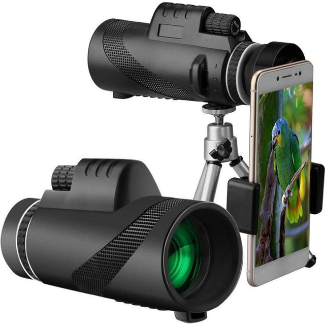Chronus Monocular Telescope 40X60 High Power HD Monocular Telescope with Smartphone Holder and Tripod Waterproof Monocular(Black)