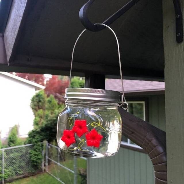 Beautiful Hummingbird Feeder Mason Jar With Ports Flower Hanging Bird Feeder Outdoor Garden Corridor Balcony Decor Pet