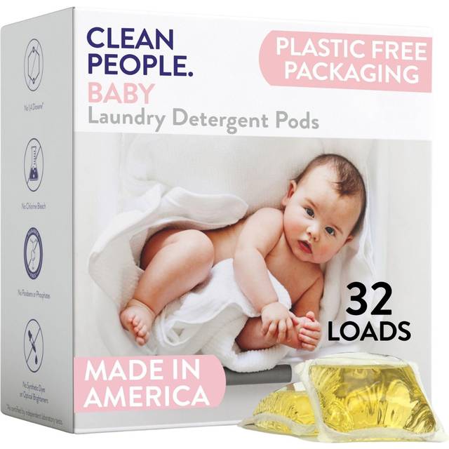 The Clean People Laundry Detergent Pods - Recyclable Packaging  Hypoallergenic  Stain Fighting - Ultra Concentrated  Laundry Soap -Baby Unscented  32