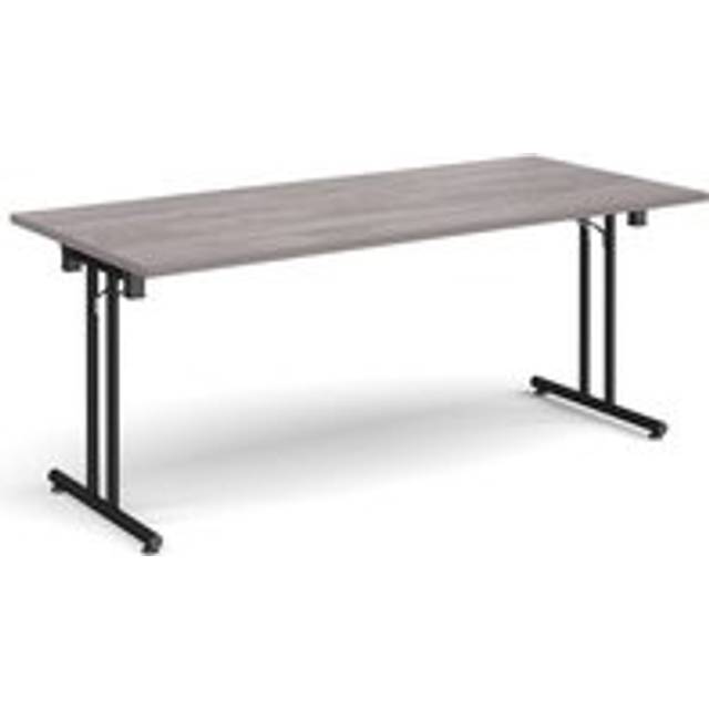 Office Table | Rectangular Folding Top 1800mm x 800mm | Grey Oak Top | Black Frame Straight Foot Rails | SFL1800-K-GO