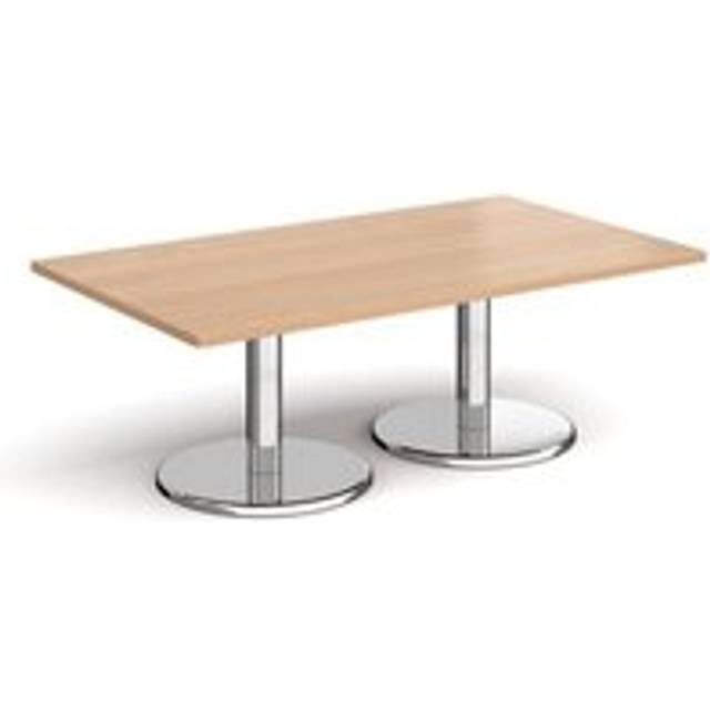 Pisa rectangular coffee table with round chrome bases 1400mm x 800mm - beech - Beech