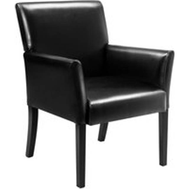 PU Leather Upholstered Guest Chair Home Office Meeting Chair Reception Room Chair - Black - One Size