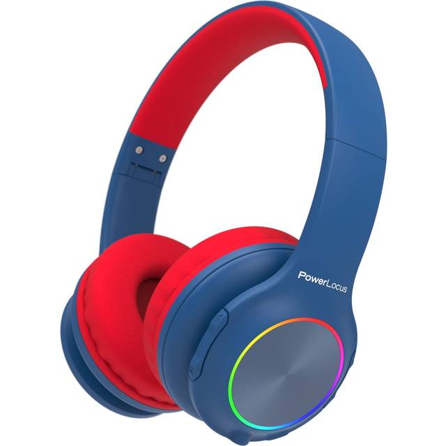 Powerlocus kids headphones, bluetooth headphones over ear for kids, led lights,