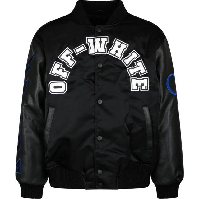 Leather Sleeved BASEBALL LEA Bomber Jacket with Logo Patch size 48 (48)