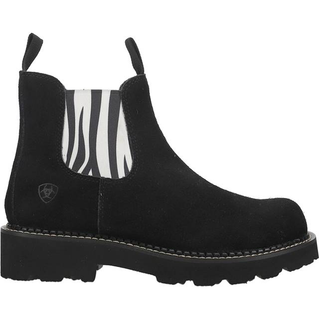 Women's Fatbaby Chelsea Western Boots in Beduino Black Zebra Print, B Medium Width, Size 3, by Ariat