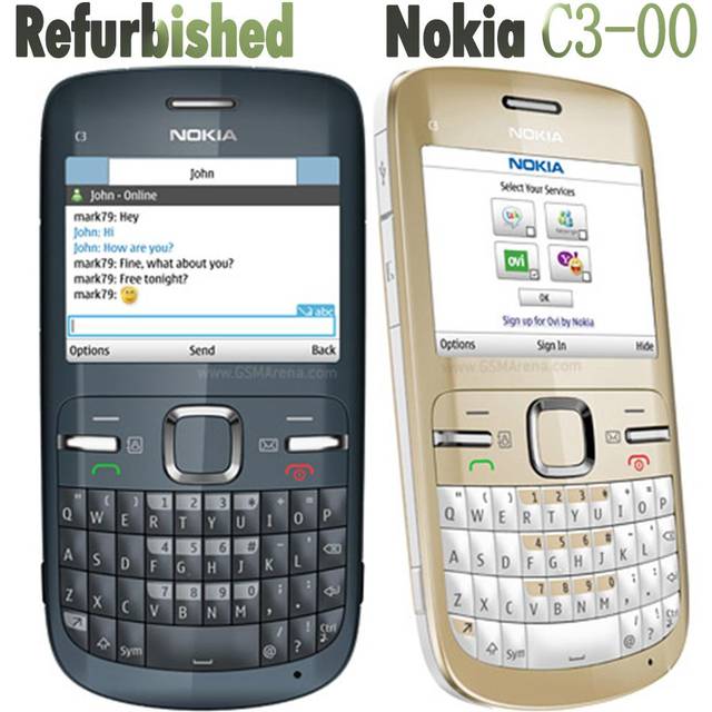 (blue, 1 Battery 1 Charger) Refurbished Nokia Original Nokia C3-00 Mobile Phone