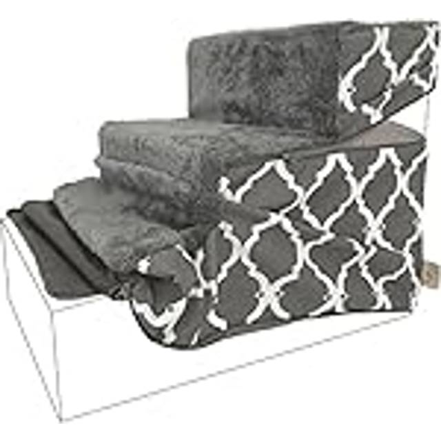 Best Pet Supplies Foldable Pet Stairs Cover for Foam Dog Ramps  Replacement Slip with Non-Slip Step Surface  Plush and Soft Fabric  Provides Paw Tract