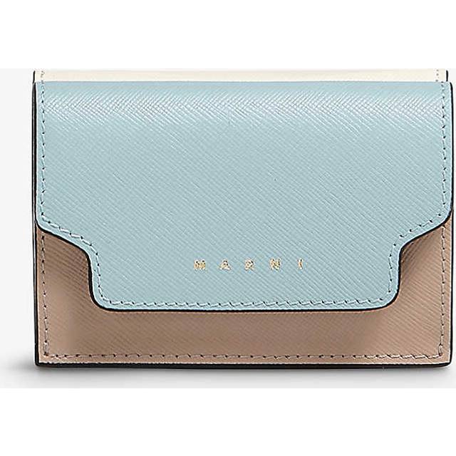 Marni Womens Aquamarine/tural Logo-print Zip-up Leather Wallet 1 Size - AQUAMARINE/NATURAL