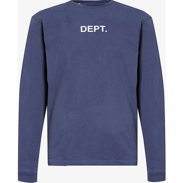 Gallery Dept Mens Vy Logo-print Long-sleeved Cotton-jersey T-shirt S - NAVY
