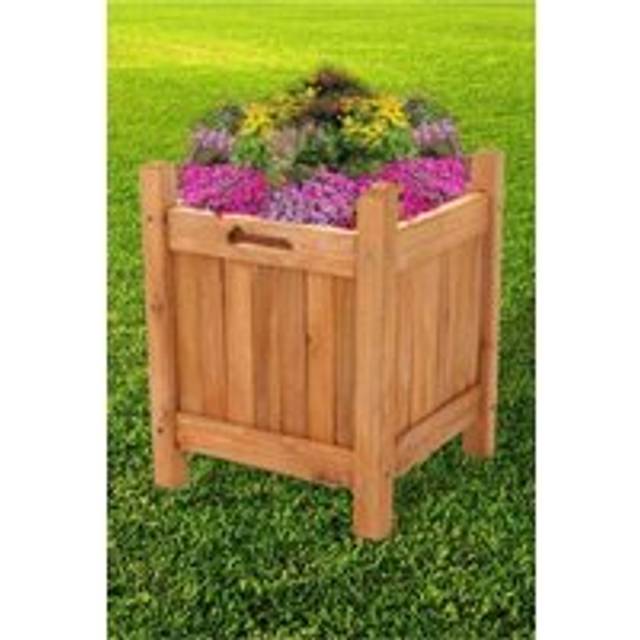Small Contemporary Wooden Planter - Natural