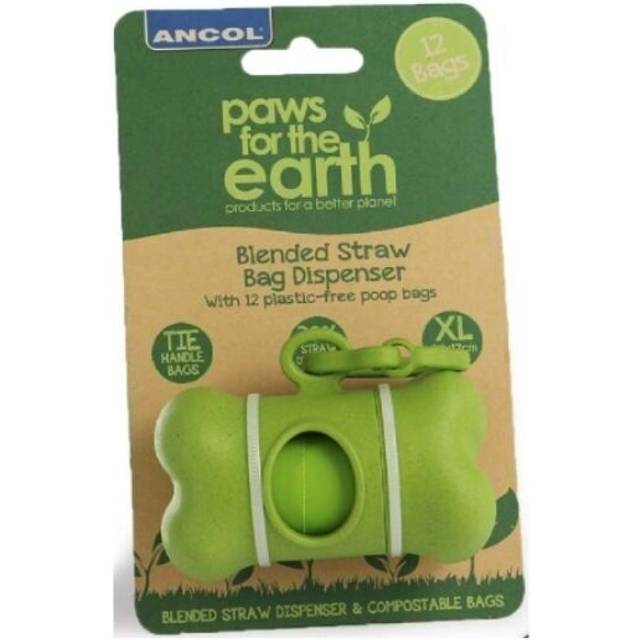 Ancol Zero Plastic Poop Bag Dispenser & Bags Strong Bags Tie Handle
