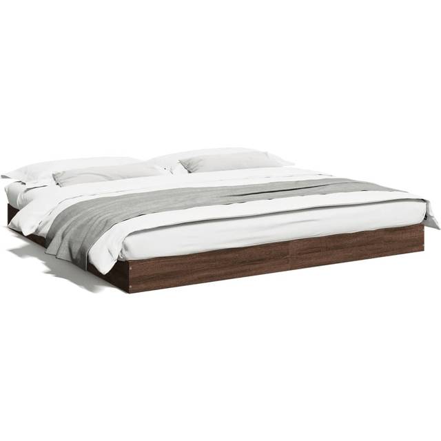 vidaXL Bed Frame without Mattress Brown Oak 180x200 cm Super King Engineered Wood