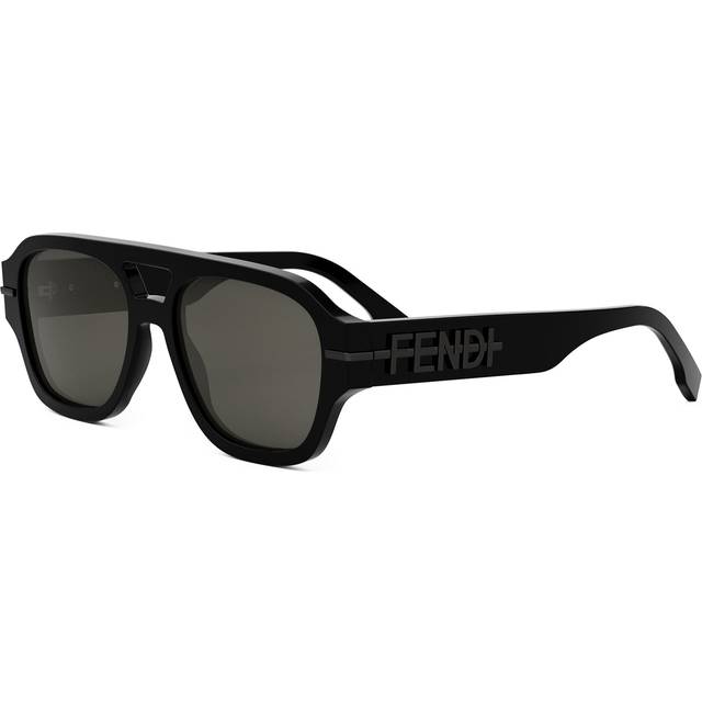 Fendi, Sunglasses, male, Black, 55 MM, Stylish Pilot Sunglasses with Engraved Icons